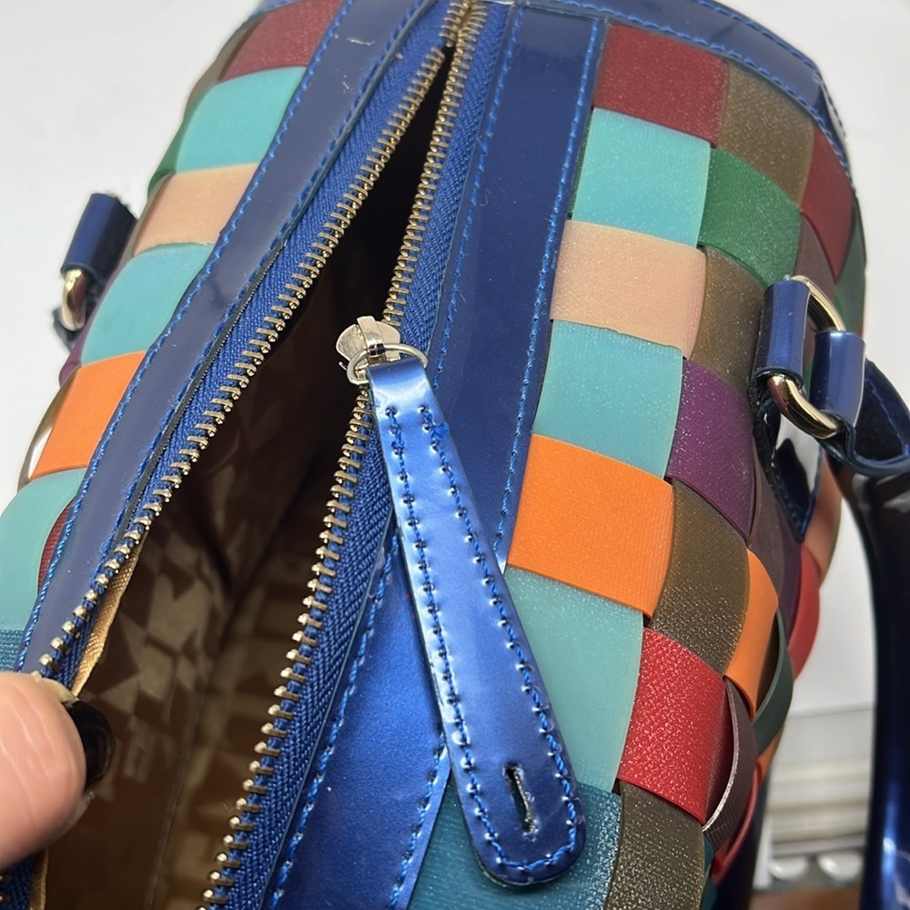 Furla Multi Color Patent And Multi Color Mesh Bow… - image 6